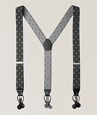 Floral Motif Leather Suspenders