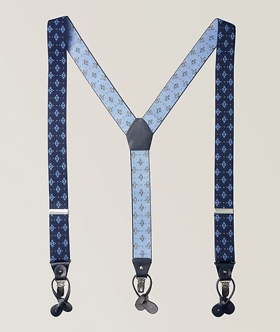Floral Motif Leather Suspenders