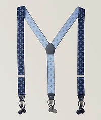 Floral Motif Leather Suspenders