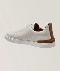 Deerskin Triple Stitch Leather Sneakers