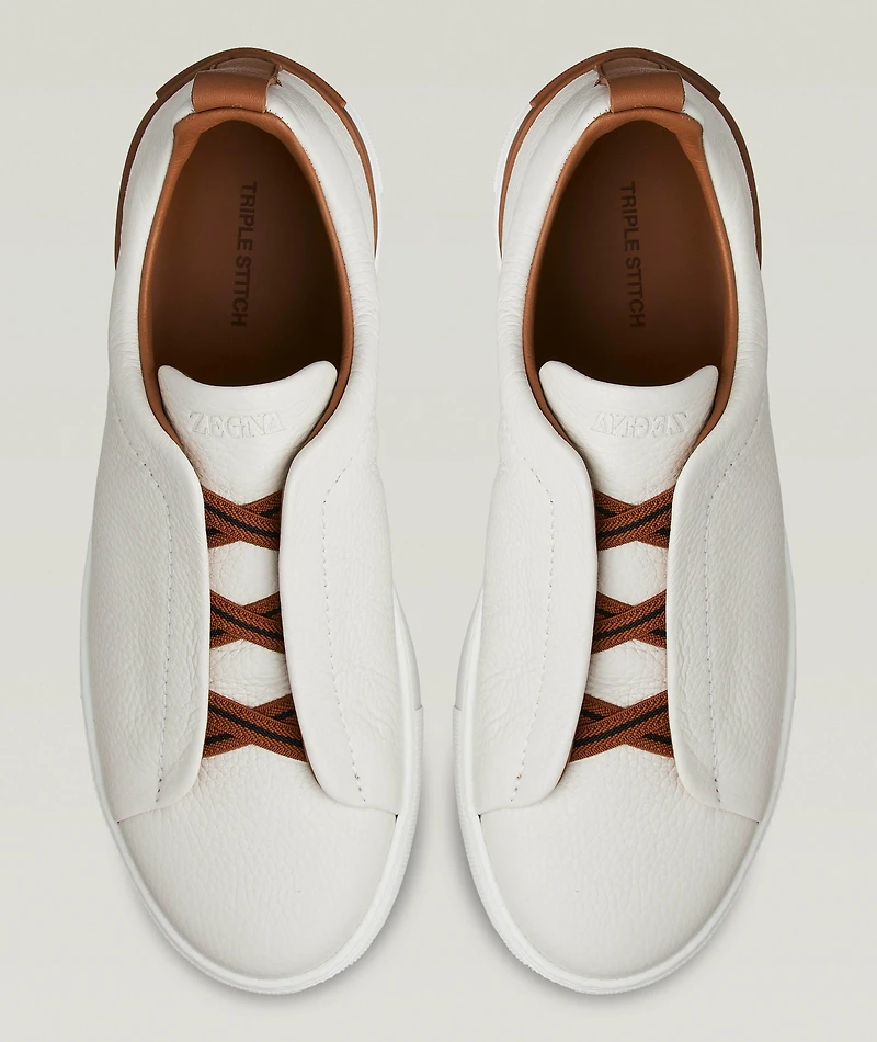 Deerskin Triple Stitch Leather Sneakers