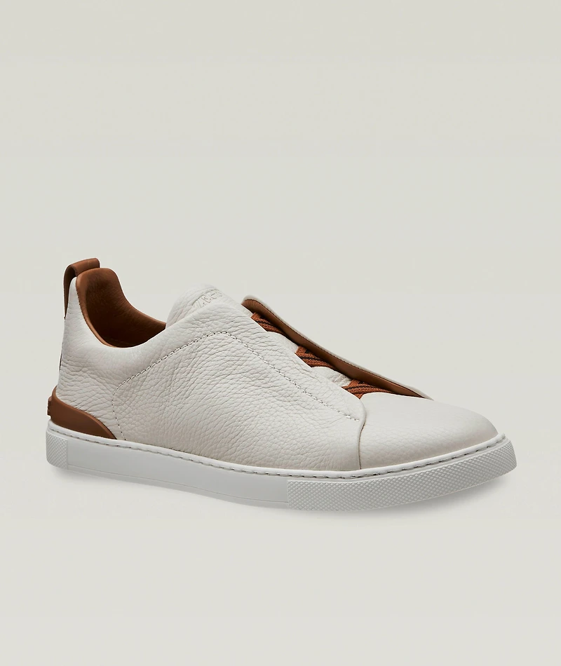 Deerskin Triple Stitch Leather Sneakers