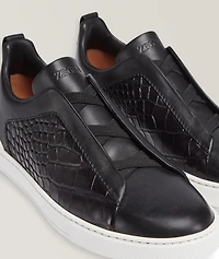 Triple Stitch Alligator & Calf Leather Sneakers