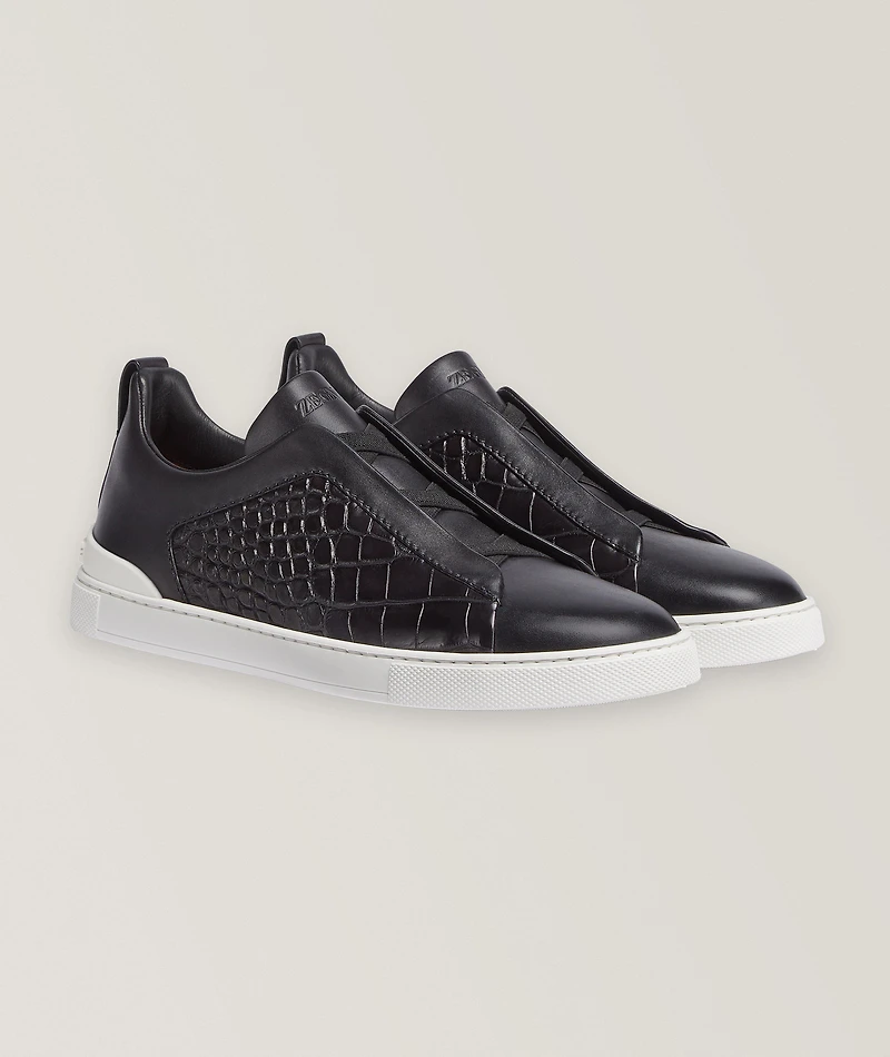 Triple Stitch Alligator & Calf Leather Sneakers