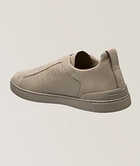 Triple Stitch Alligator & Nubuck Leather Sneakers