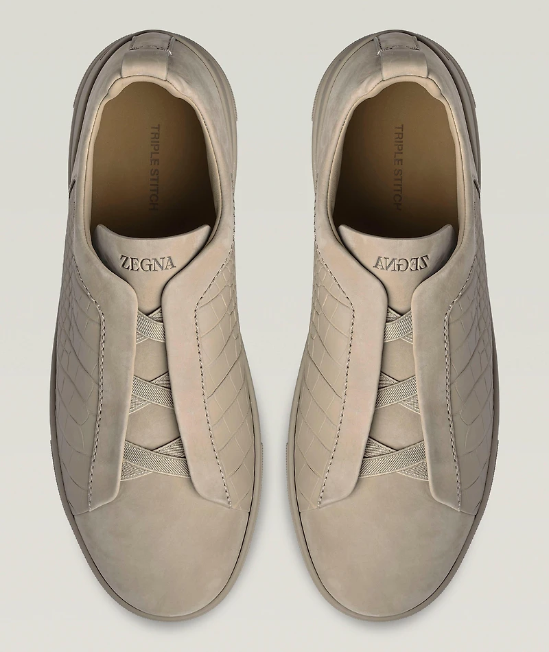 Triple Stitch Alligator & Nubuck Leather Sneakers