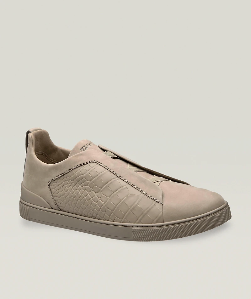Triple Stitch Alligator & Nubuck Leather Sneakers