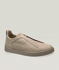 Triple Stitch Alligator & Nubuck Leather Sneakers