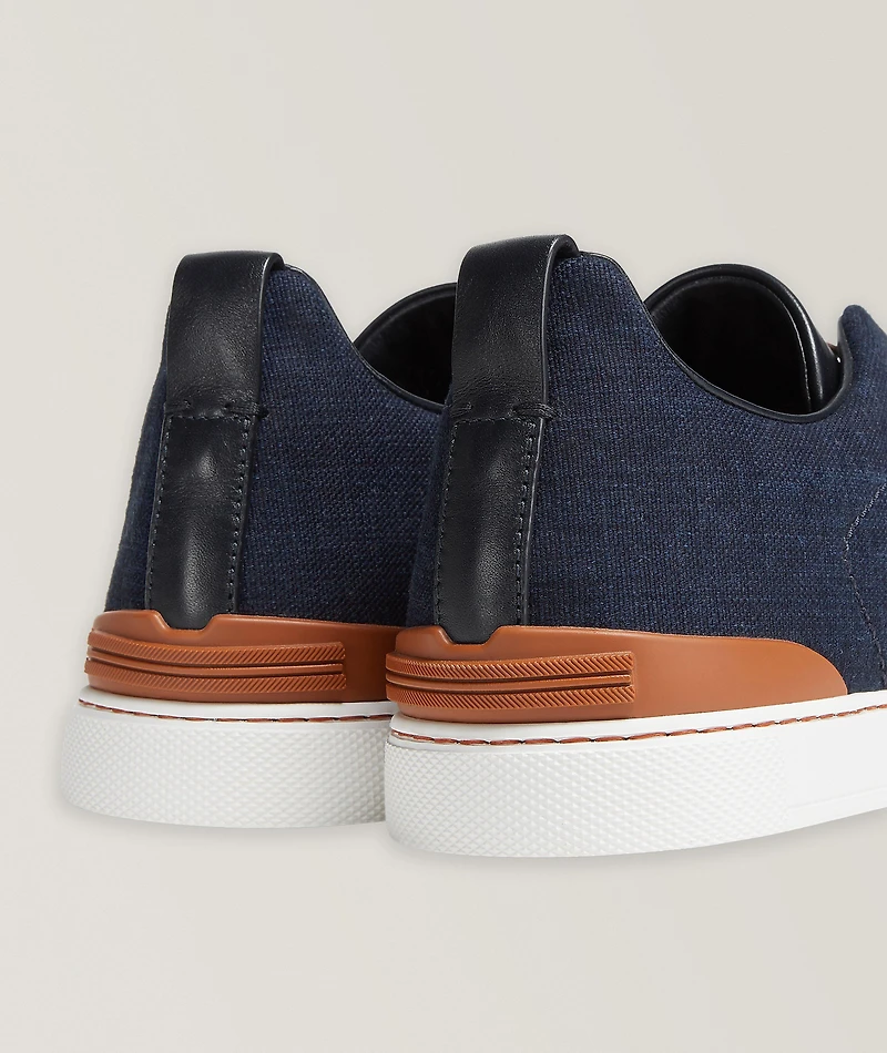 Triple Stitch Cotton Denim Sneakers