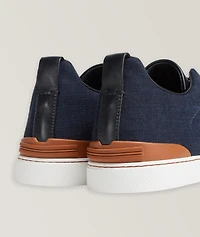 Triple Stitch Cotton Denim Sneakers