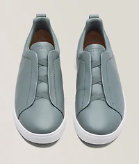 Deerskin Triple Stitch Leather Sneakers