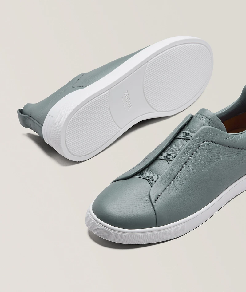 Deerskin Triple Stitch Leather Sneakers