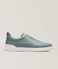 Deerskin Triple Stitch Leather Sneakers