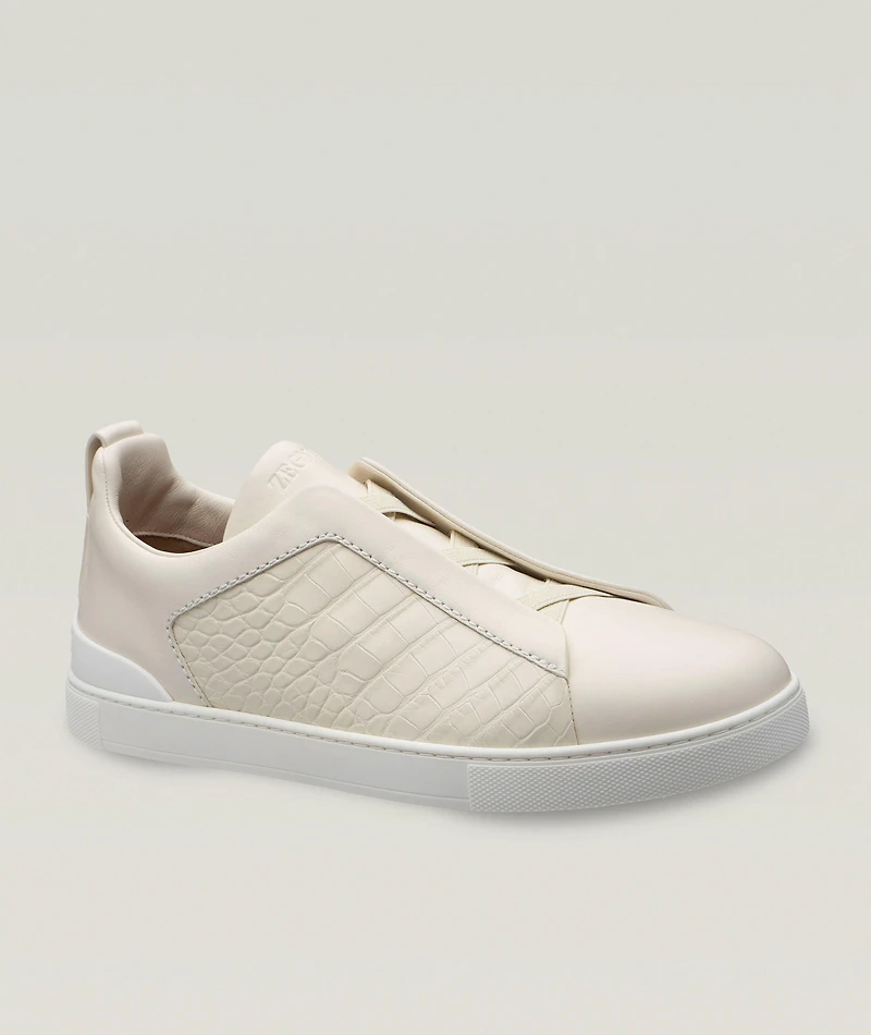 Triple Stitch Alligator Leather Sneakers