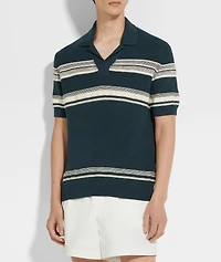 Stripe Cotton-Silk Blend Polo