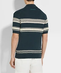 Stripe Cotton-Silk Blend Polo