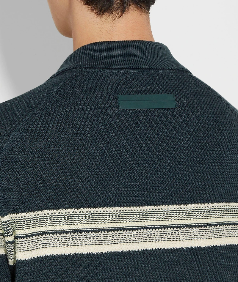 Stripe Cotton-Silk Blend Polo
