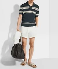 Stripe Cotton-Silk Blend Polo