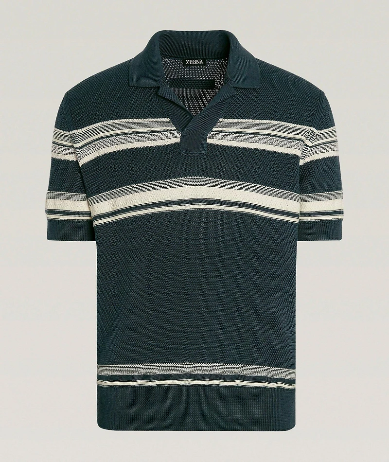 Stripe Cotton-Silk Blend Polo