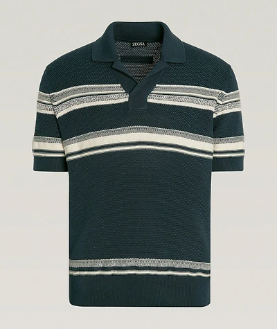 Stripe Cotton-Silk Blend Polo