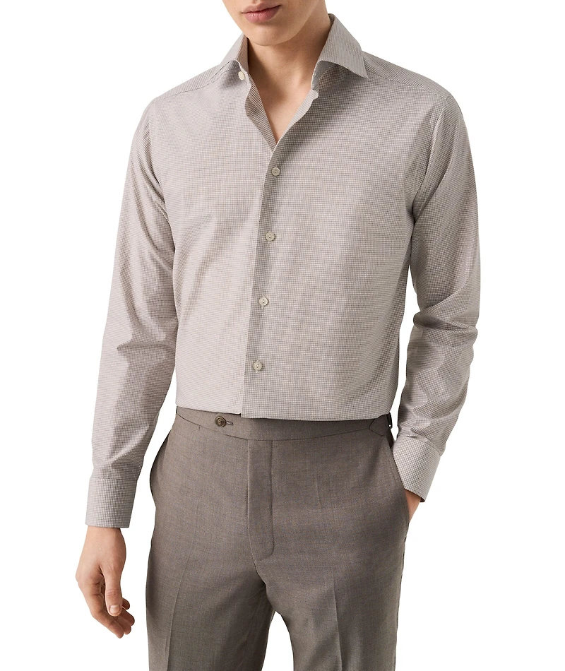 Slim-Fit Fine Check Dress Shirt