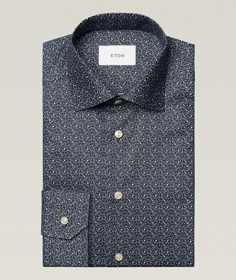 Contemporary-Fit Floral Twill Dress Shirt
