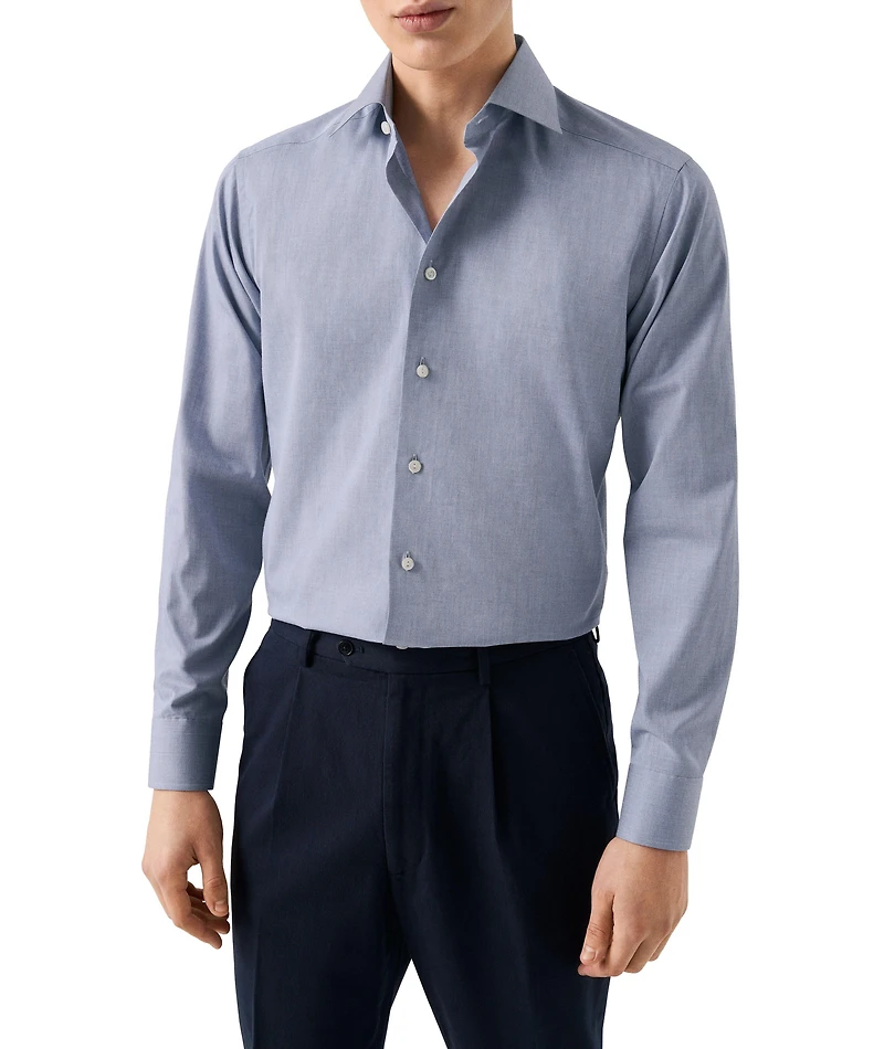 Slim-Fit Mélange Twill Dress Shirt