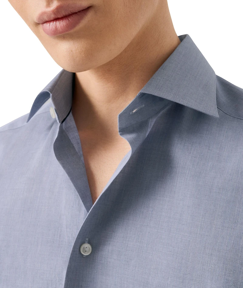 Slim-Fit Mélange Twill Dress Shirt