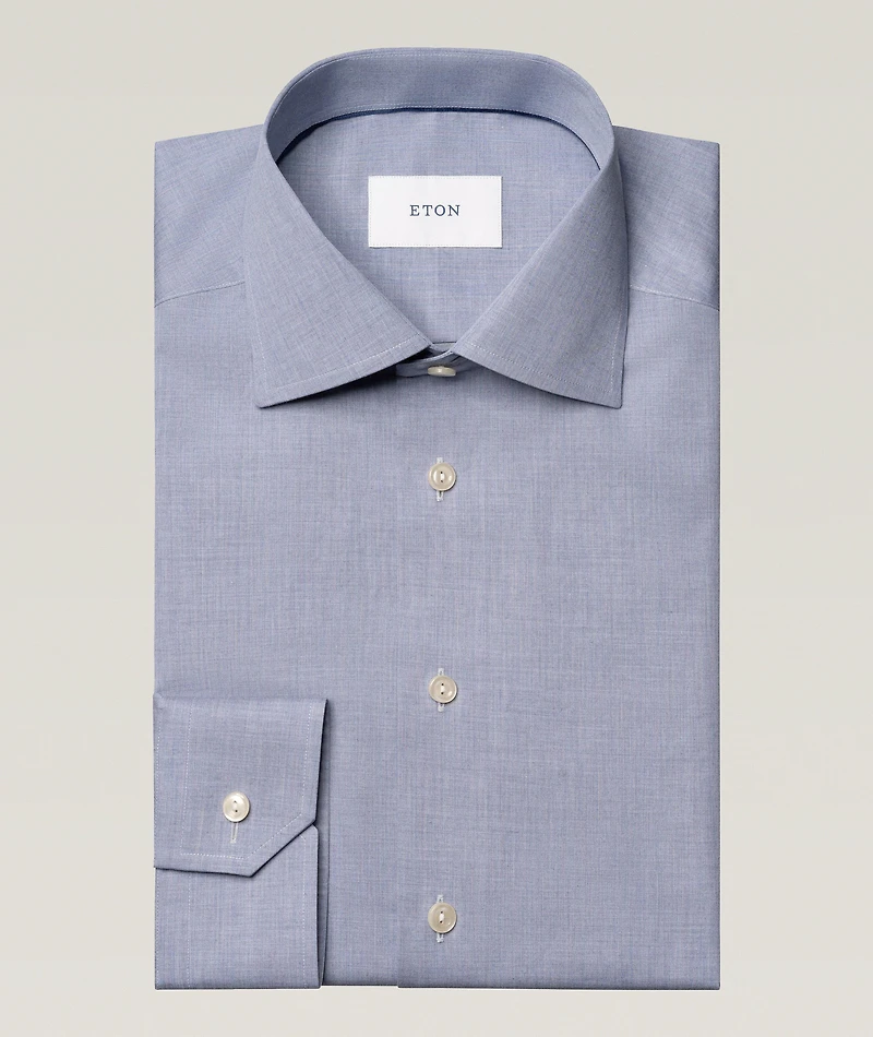 Slim-Fit Mélange Twill Dress Shirt