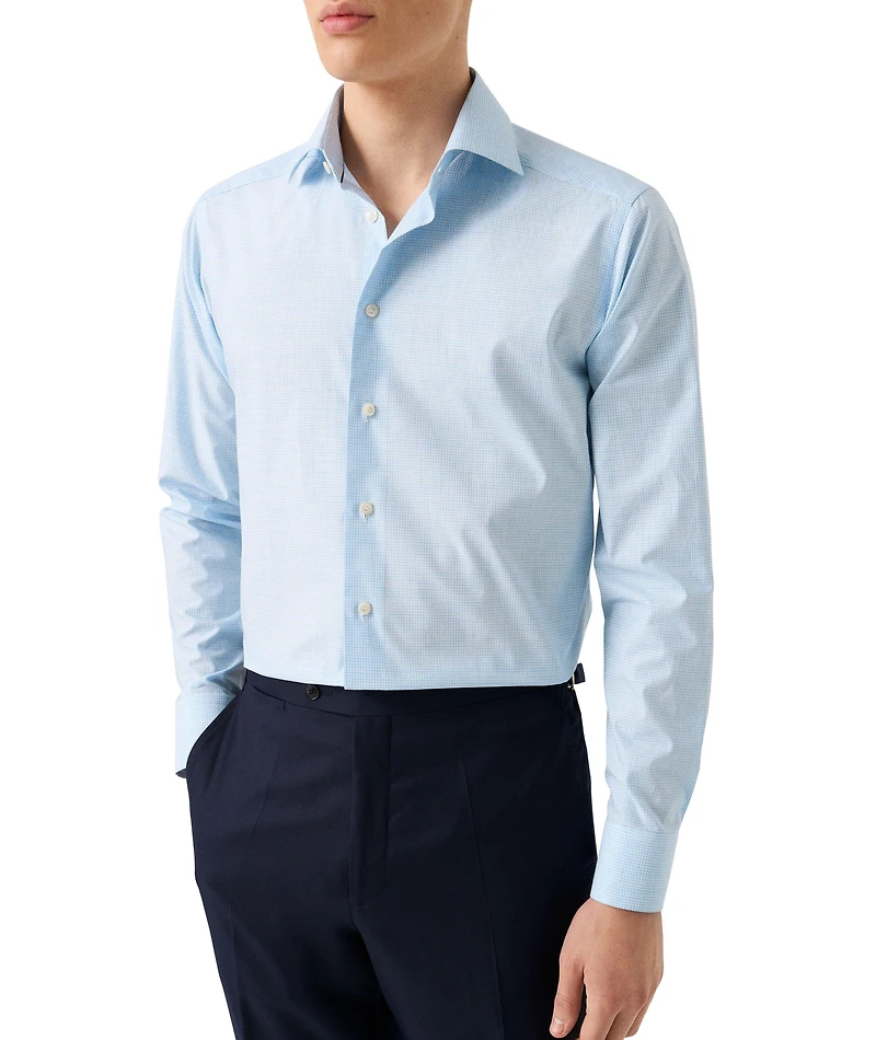 Slim-Fit Fine Check Dress Shirt