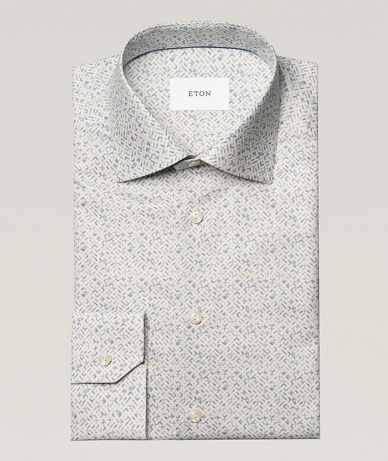 Contemporary-Fit Geometric Twill Dress Shirt
