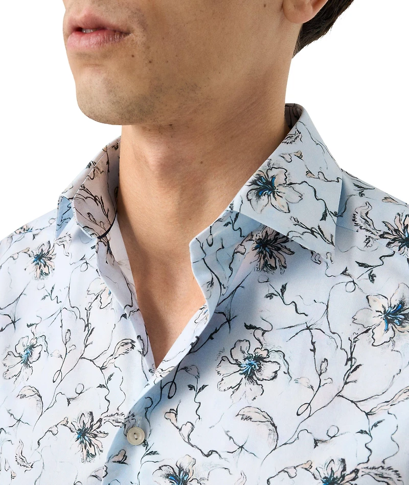 Slim-Fit Floral Twill Dress Shirt