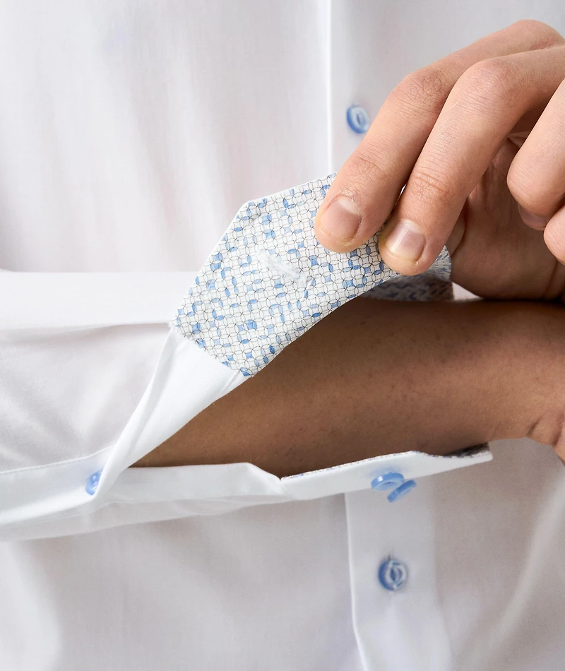 Slim-Fit Geometric Effect Twill Shirt