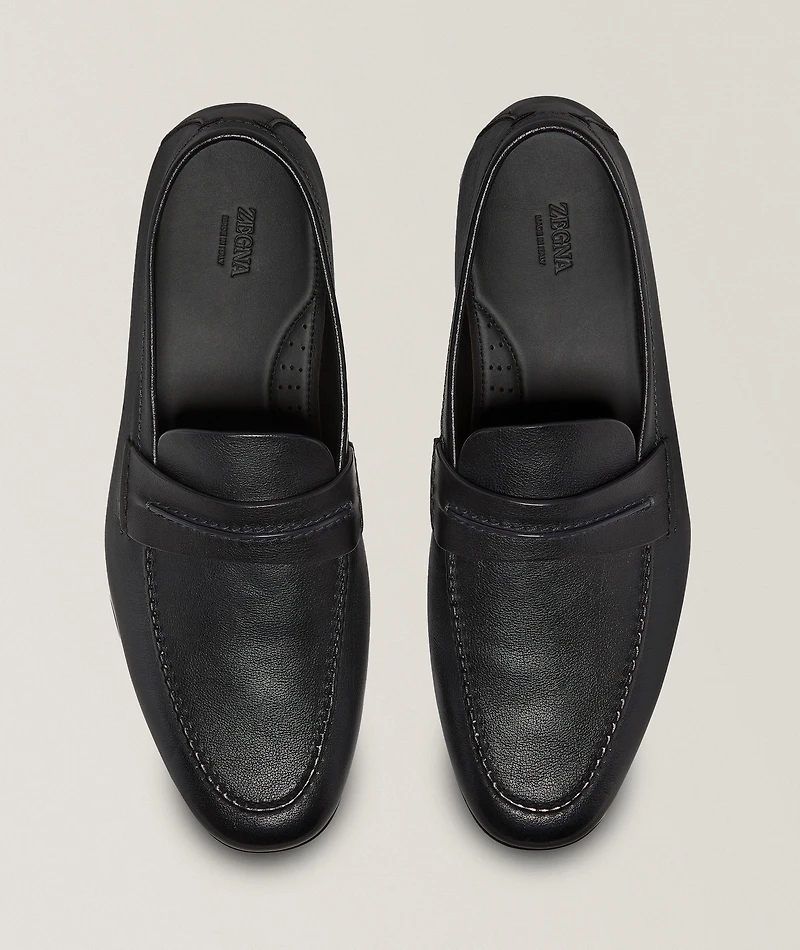 Natural Grain Leather Mocassin Loafer