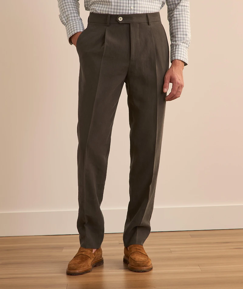 Leisure-Fit Linen-Blend Suit Pants