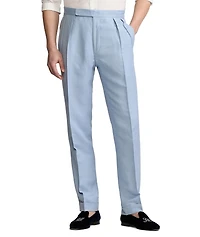 Gregory Silk-Linen Chambray Suit Pants