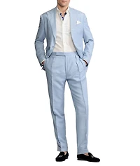 Gregory Silk-Linen Chambray Suit Pants