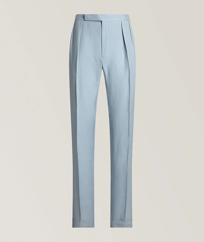 Gregory Silk-Linen Chambray Suit Pants