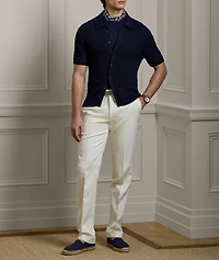 Textured Cotton Short-Sleeve Cardigan