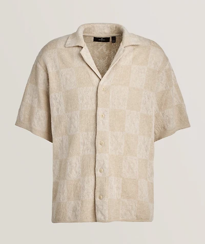 Multi-Check Crochet Camp Shirt