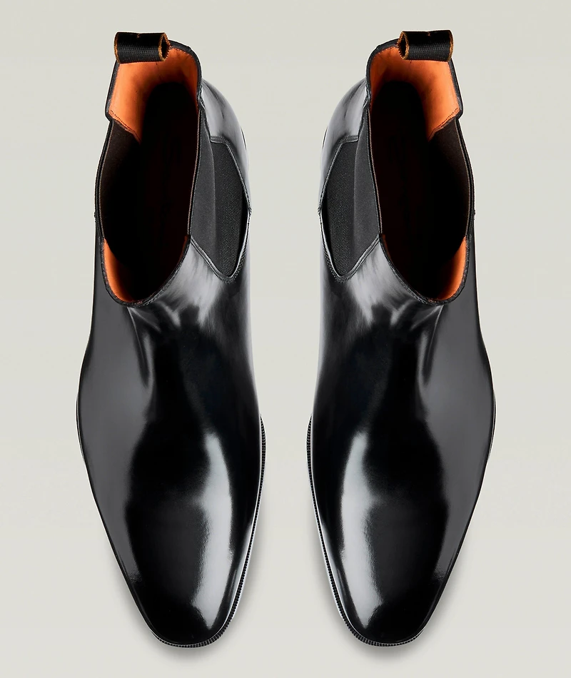 Polished Leather Chelsea Boots