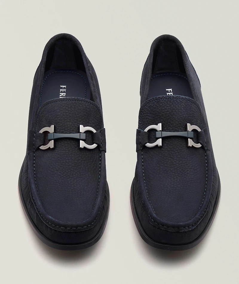 Grandioso Double Gancini Suede Loafers