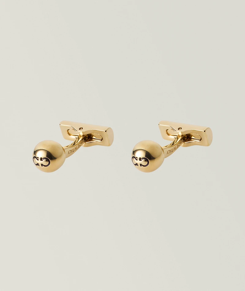 Double Gancini Engraved Stud Cufflinks