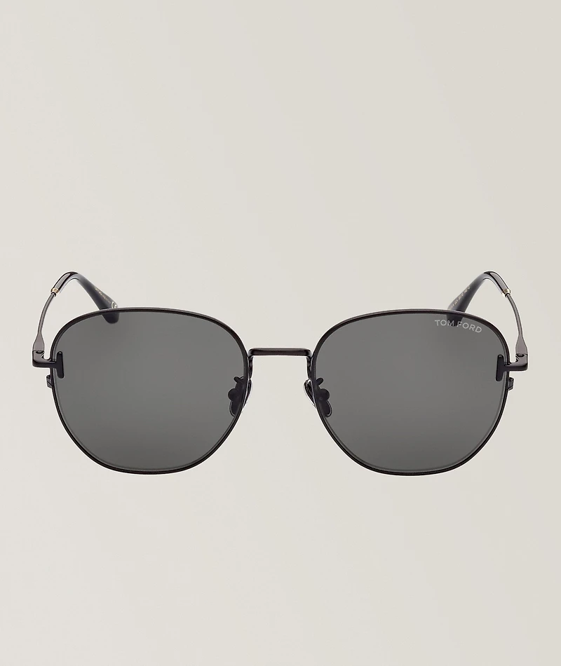 Metal T-Inlay Round Sunglasses