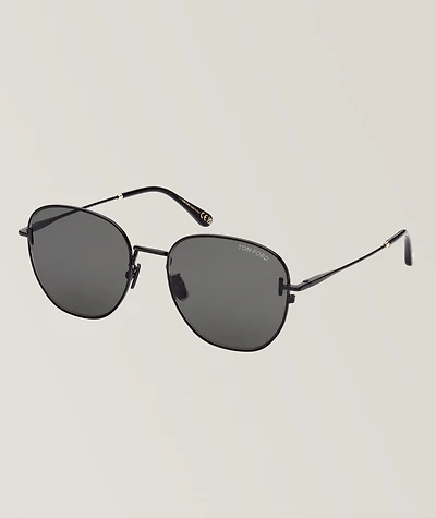 Metal T-Inlay Round Sunglasses