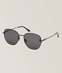Metal T-Inlay Round Sunglasses