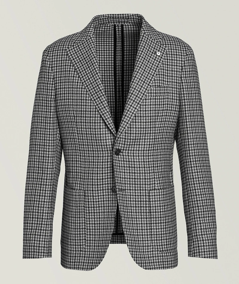 Houndstooth Wool-Silk-Linen Sport Jacket
