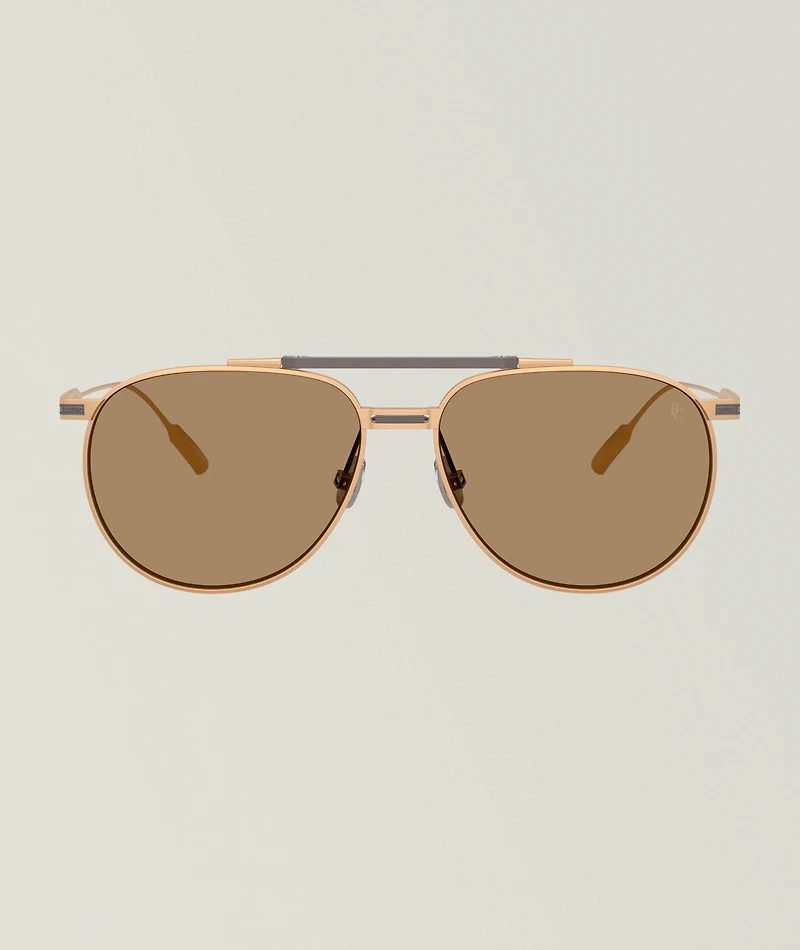 Intarsia Rays Aviator Titanium Sunglasses