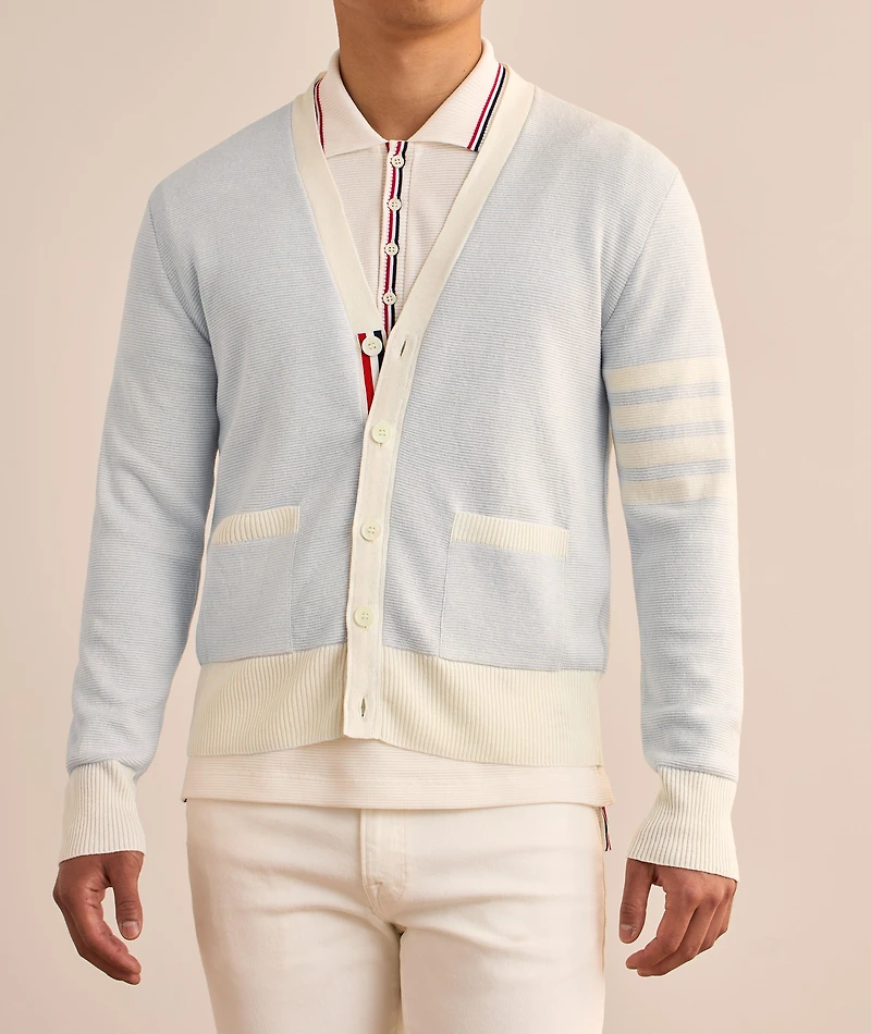 4-Bar Linen-Cotton Cardigan