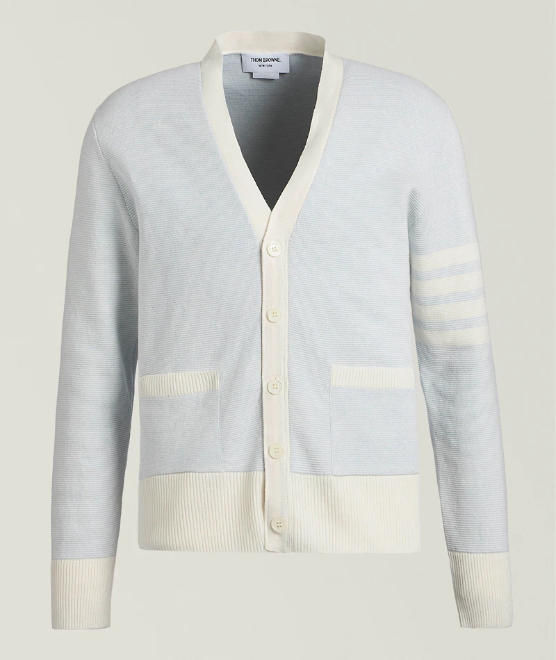 4-Bar Linen-Cotton Cardigan